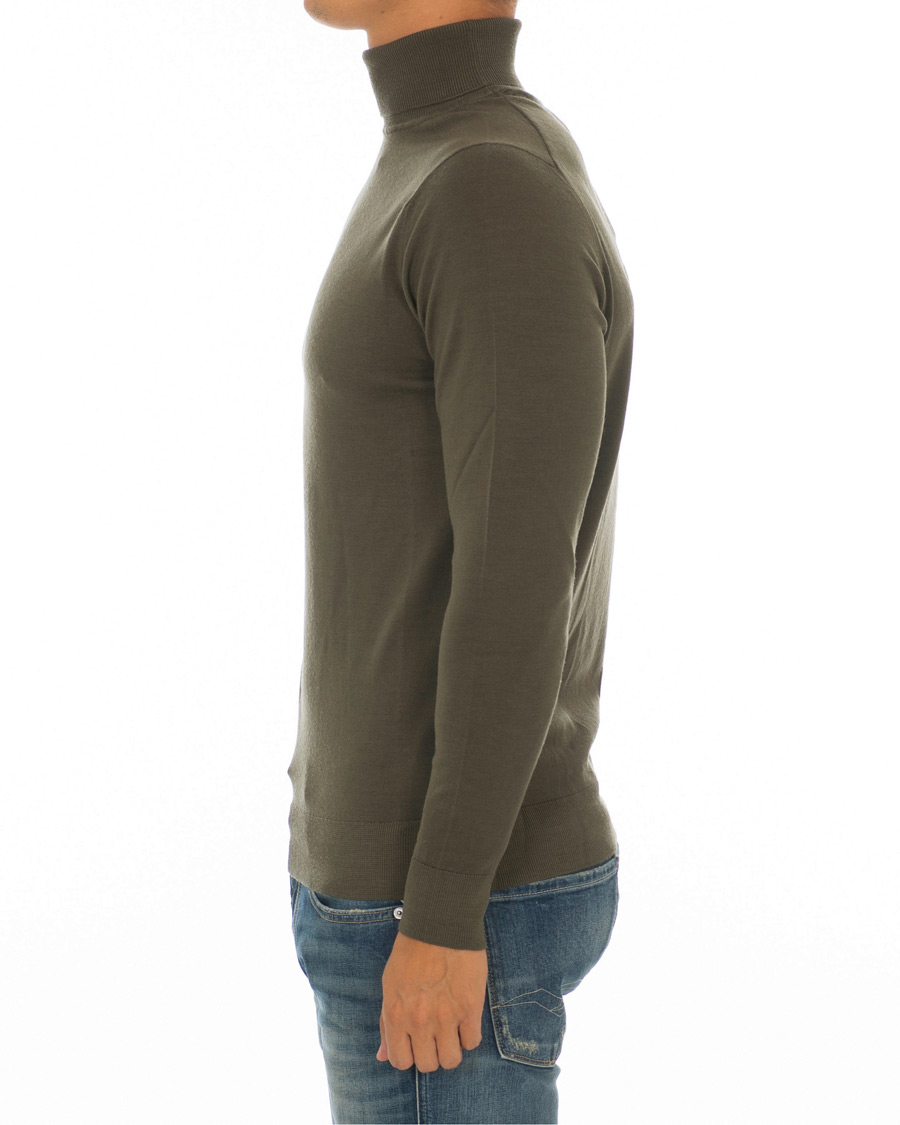 Herre | Gensere | Sunspel | Merino Wool Rollneck Military Green