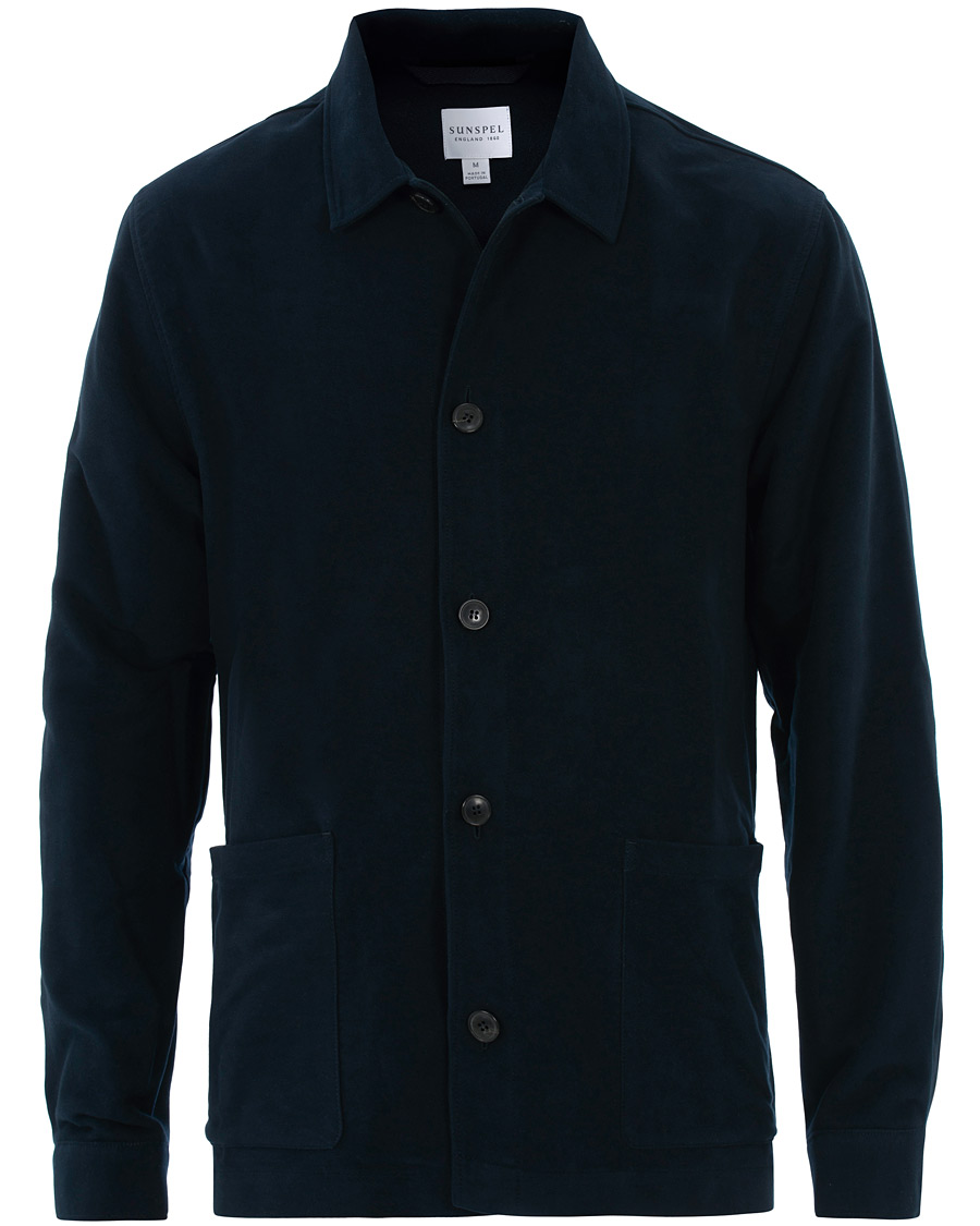 Herre | Skjorter | Sunspel | Twin Pocket Moleskin Jacket Navy