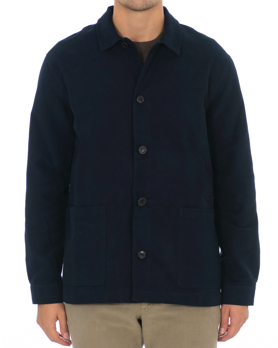 Herre | Skjorter | Sunspel | Twin Pocket Moleskin Jacket Navy