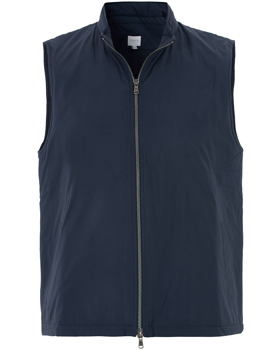Herre | Jakker | Sunspel | Padded Full Zip Gilet Navy
