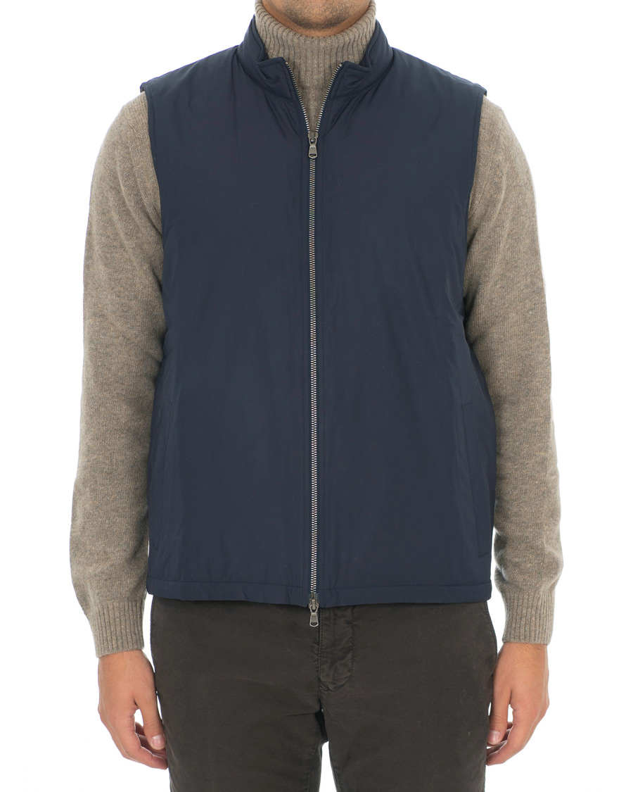 Herre | Jakker | Sunspel | Padded Full Zip Gilet Navy