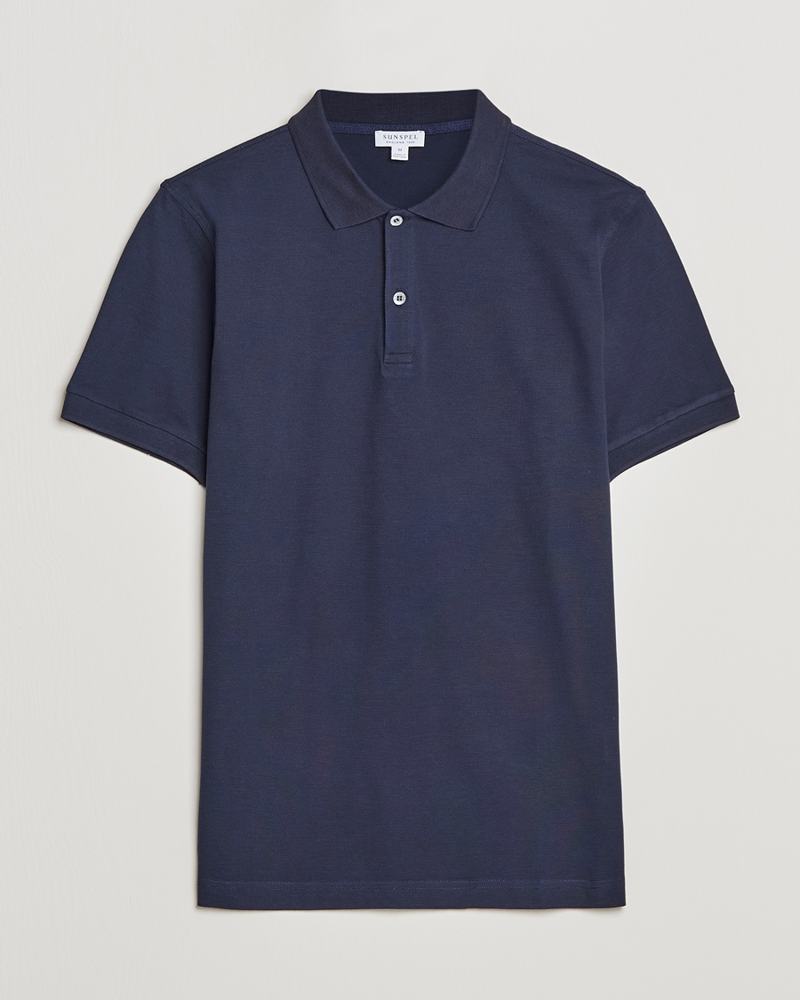 Herre | Pikéer | Sunspel | Short Sleeve Pique Polo Navy