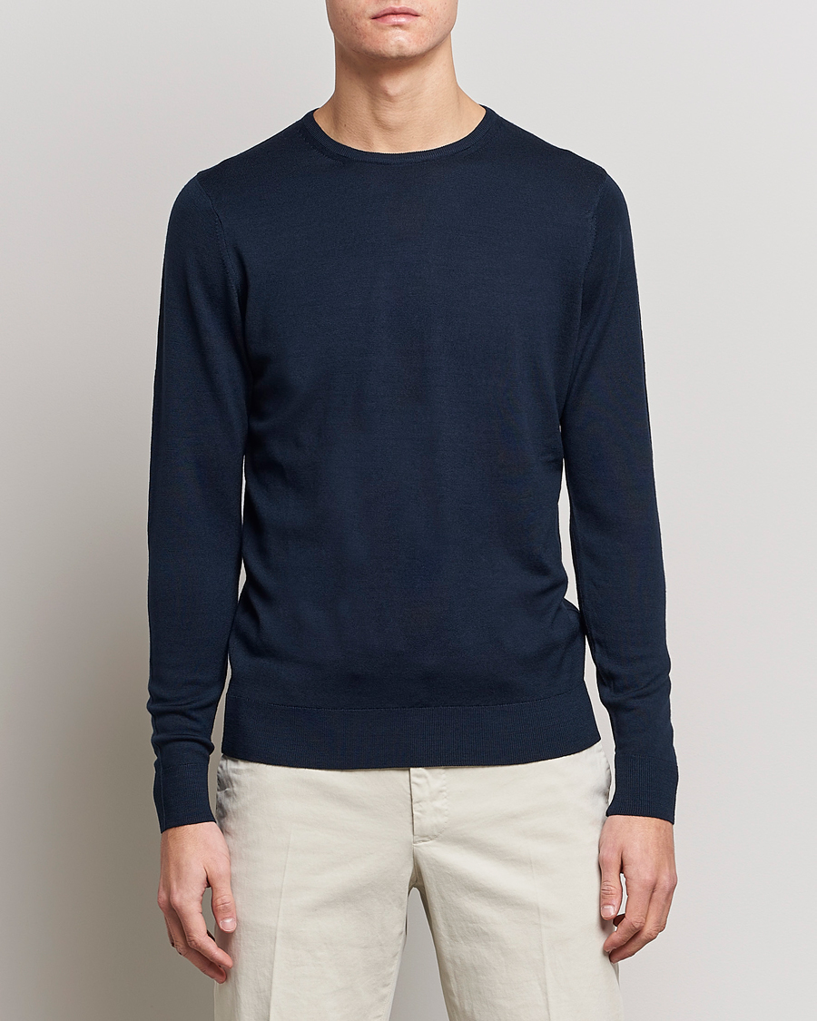 Herre | Sunspel | Sunspel | Crew Neck Jumper Light Navy