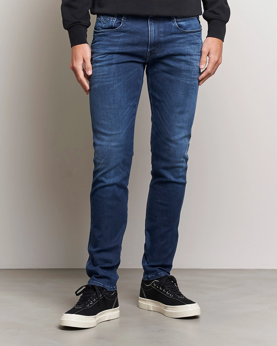 Herre | Slim fit | Replay | Anbass Hyperflex Re-Used Jeans Dark Blue