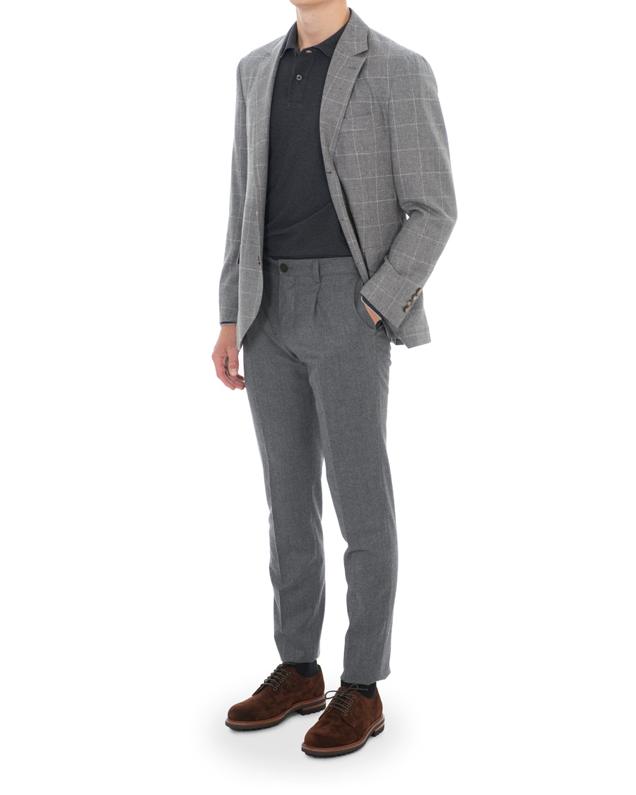 Herre | Dressjakker | Brunello Cucinelli | Windowpane Check Blazer Light Grey