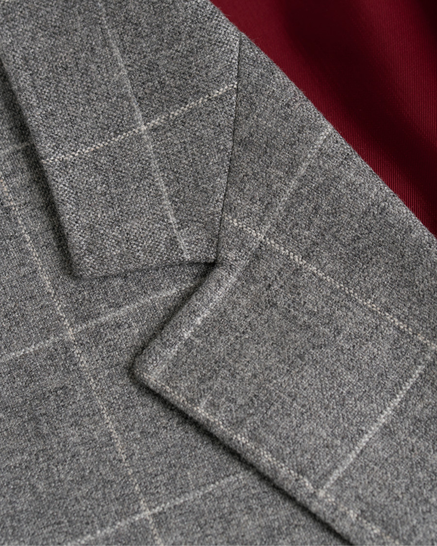Herre | Dressjakker | Brunello Cucinelli | Windowpane Check Blazer Light Grey