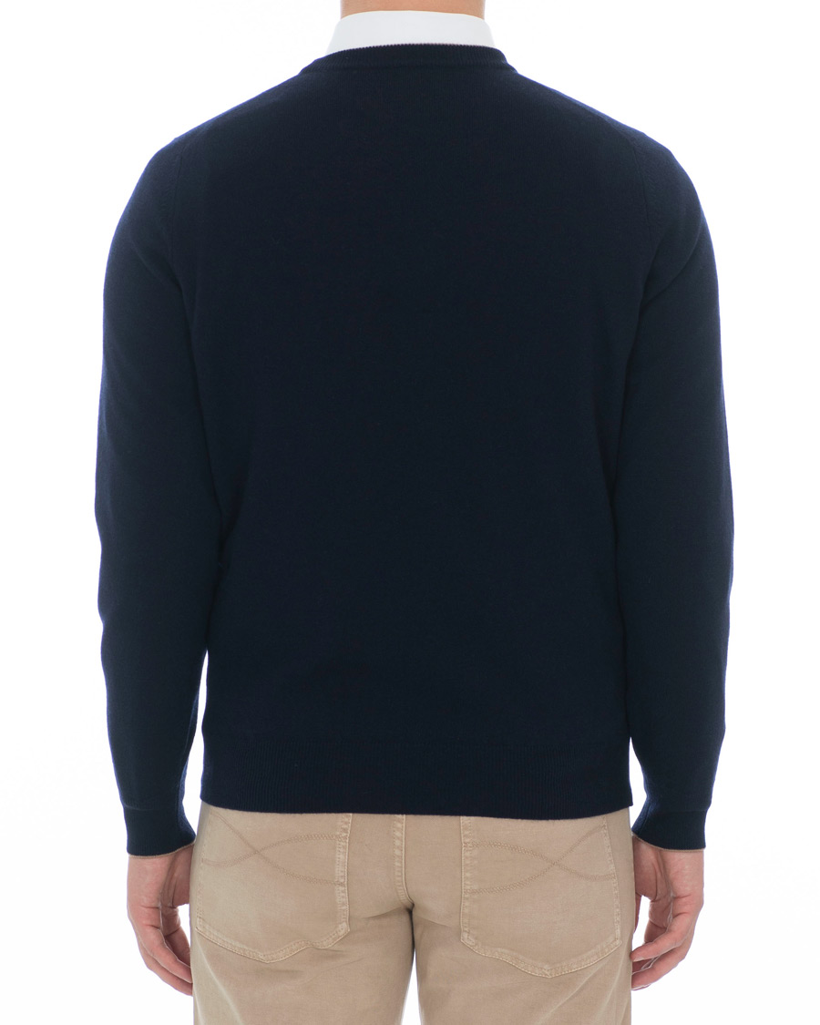 Herre | Gensere | Brunello Cucinelli | Cashmere Contrast Crew Neck Sweater Navy