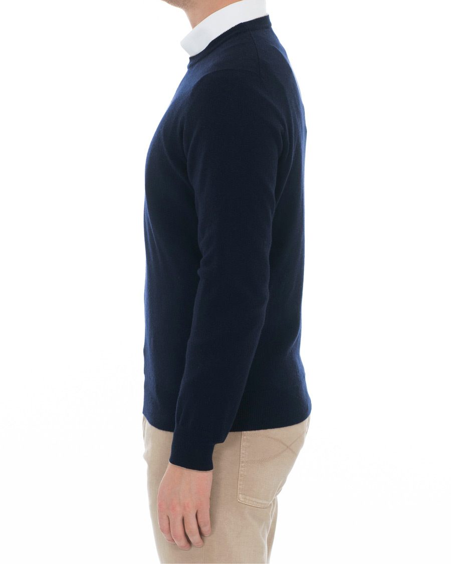 Herre | Gensere | Brunello Cucinelli | Cashmere Contrast Crew Neck Sweater Navy