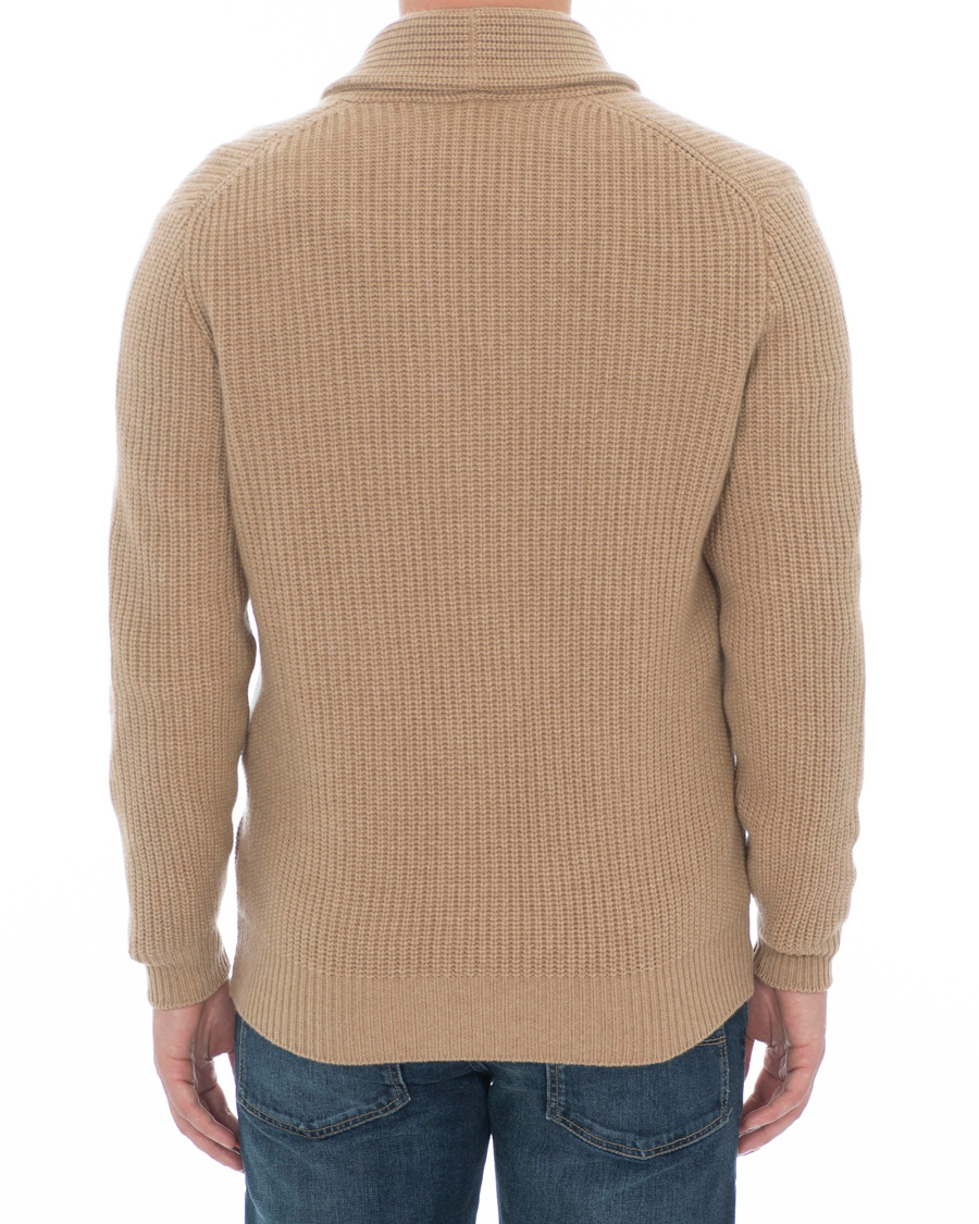 Herre | Gensere | Brunello Cucinelli | Cashmere Blend Shawl Collar Cardigan Camel