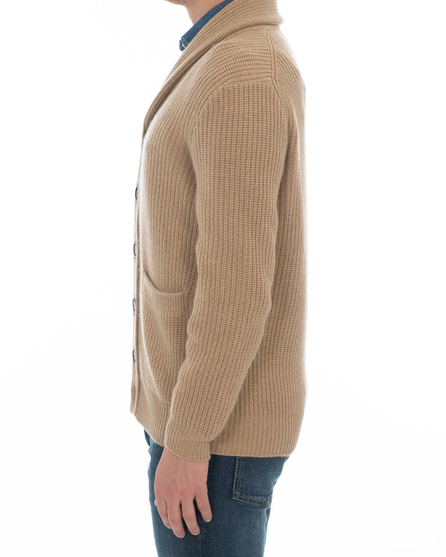 Herre | Gensere | Brunello Cucinelli | Cashmere Blend Shawl Collar Cardigan Camel