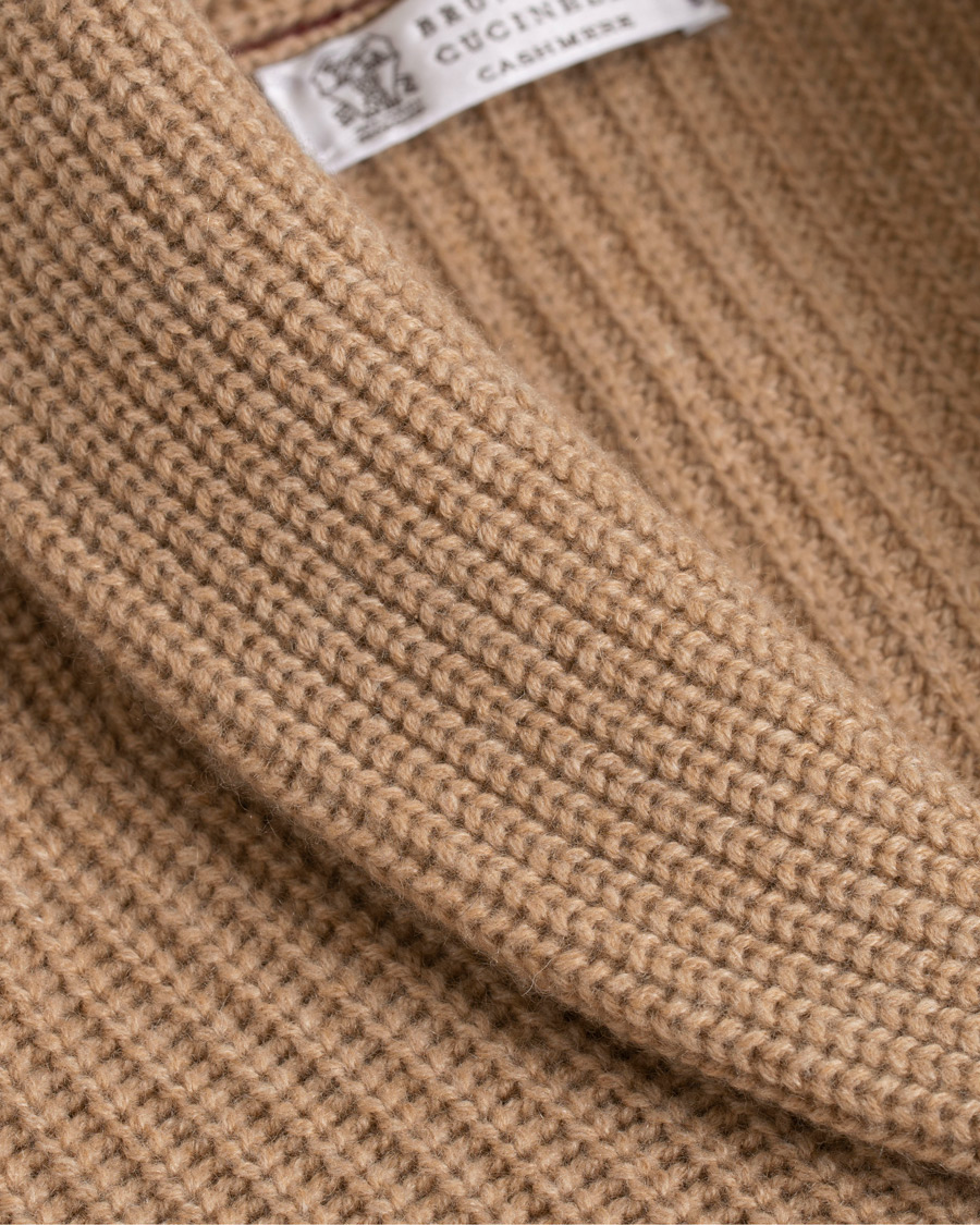 Herre | Gensere | Brunello Cucinelli | Cashmere Blend Shawl Collar Cardigan Camel