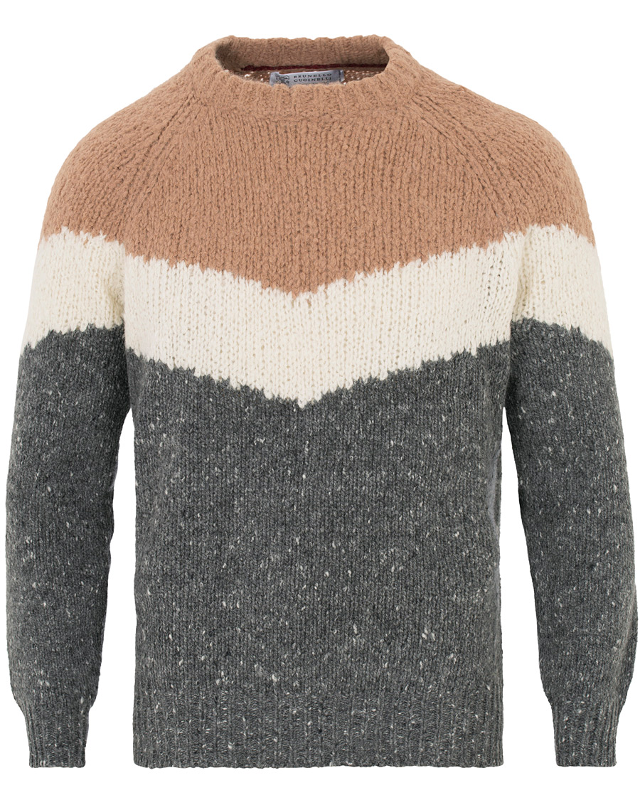 Herre | Gensere | Brunello Cucinelli | Alpaca Blend Heavy Knit Grey/Camel