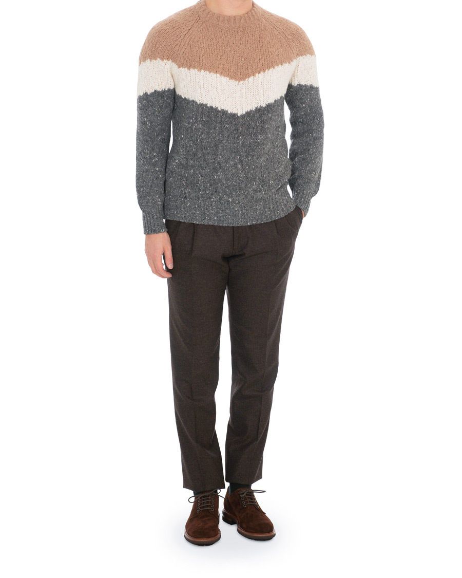 Herre | Gensere | Brunello Cucinelli | Alpaca Blend Heavy Knit Grey/Camel
