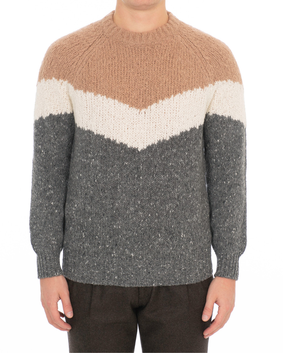 Herre | Gensere | Brunello Cucinelli | Alpaca Blend Heavy Knit Grey/Camel