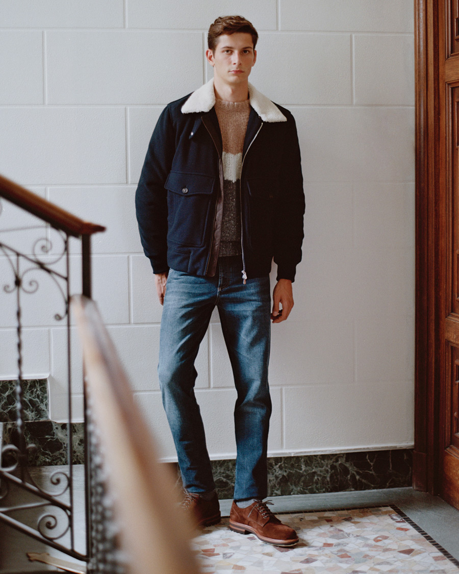 Herre | Gensere | Brunello Cucinelli | Alpaca Blend Heavy Knit Grey/Camel