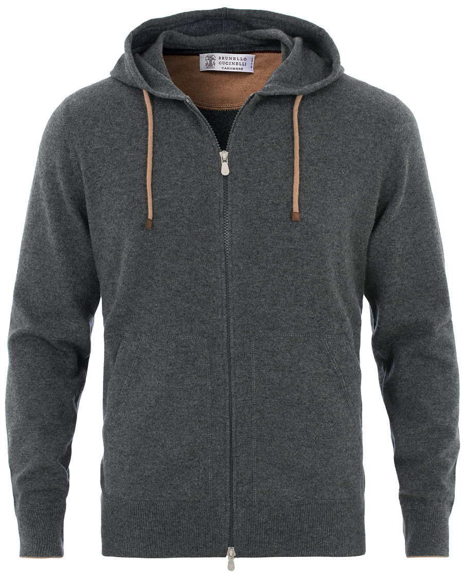 Herre | Gensere | Brunello Cucinelli | Cashmere Zip Hoodie Dark Grey