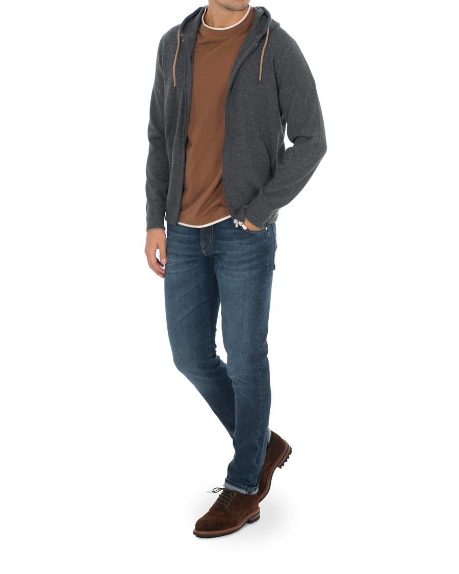 Herre | Gensere | Brunello Cucinelli | Cashmere Zip Hoodie Dark Grey