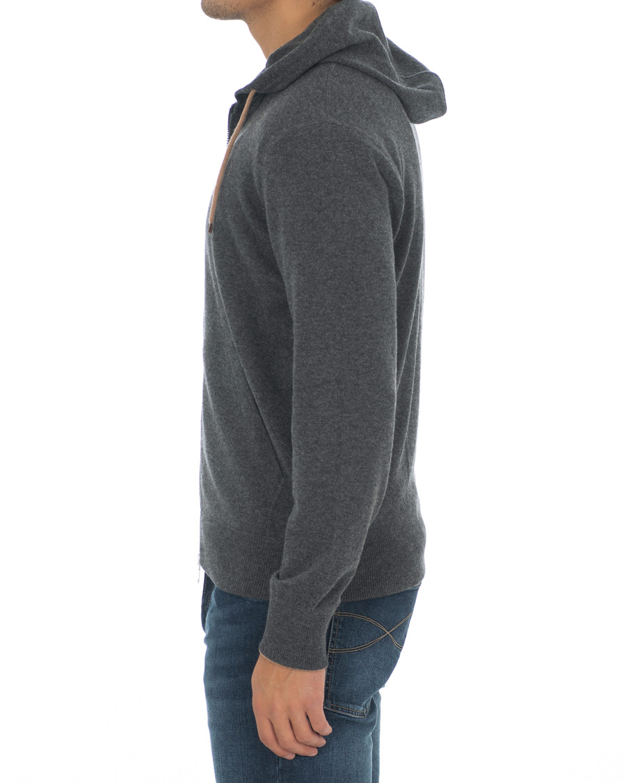 Herre | Gensere | Brunello Cucinelli | Cashmere Zip Hoodie Dark Grey