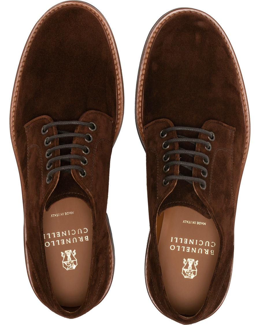 Herre | Brunello Cucinelli Plain Toe Derby Brown Suede | Brunello Cucinelli | Plain Toe Derby Brown Suede