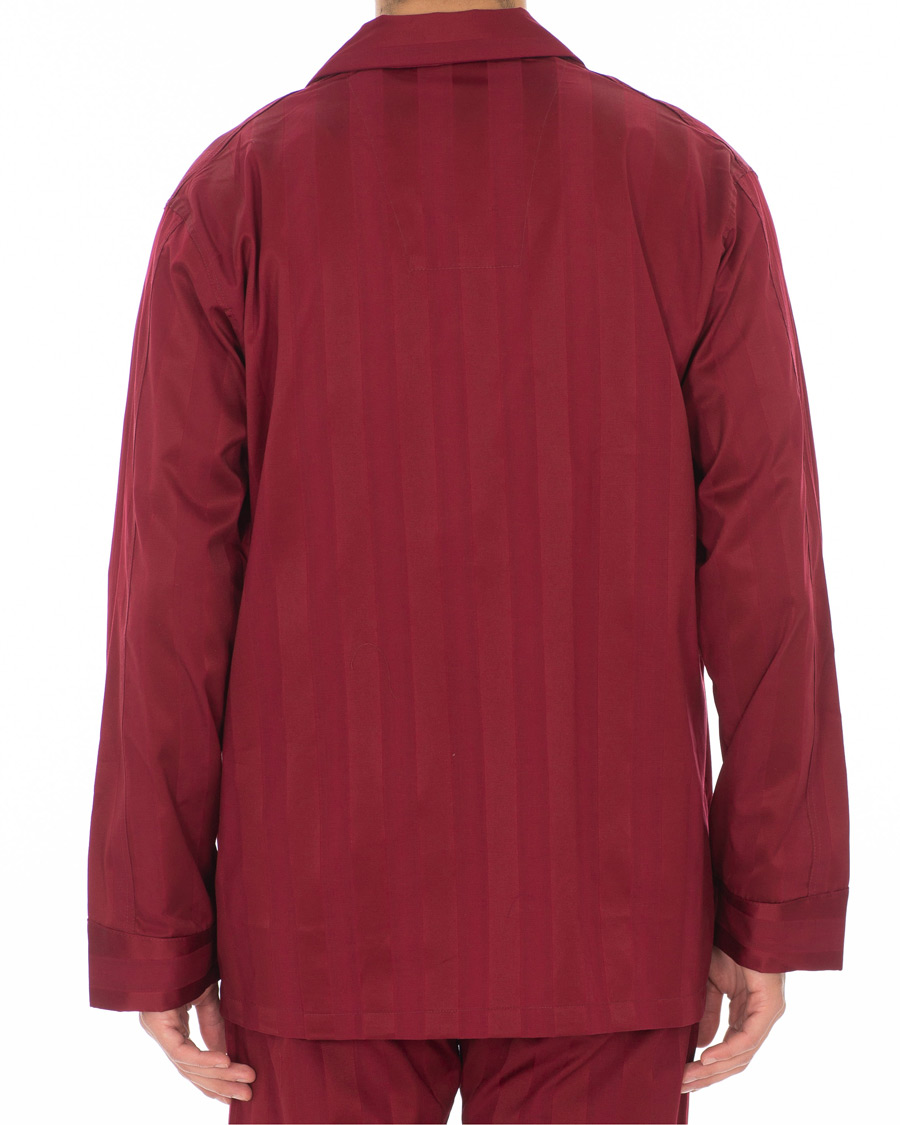 Herre | Pyjamaser og badekåper | Derek Rose | Cotton Satin Striped Pyjama Set Wine Red