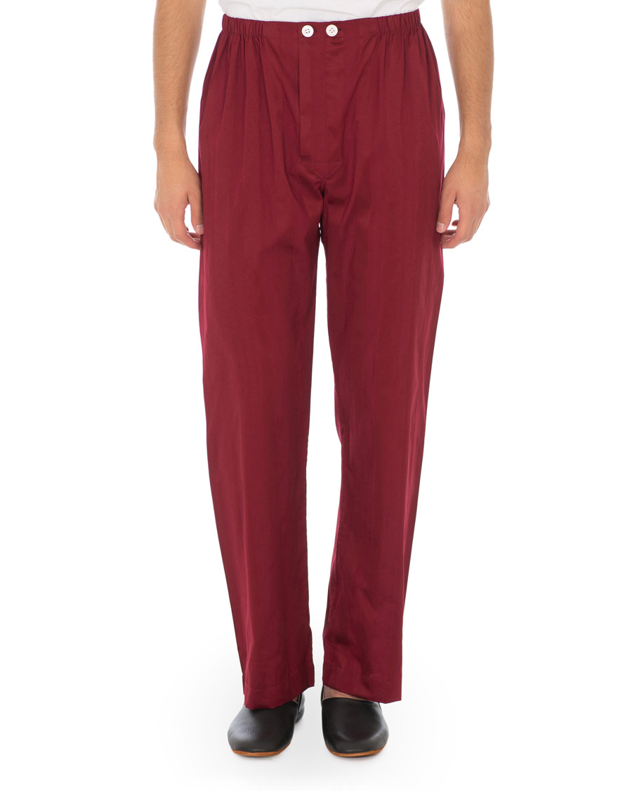 Herre | Pyjamaser og badekåper | Derek Rose | Cotton Satin Striped Pyjama Set Wine Red