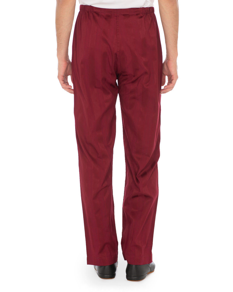 Herre | Pyjamaser og badekåper | Derek Rose | Cotton Satin Striped Pyjama Set Wine Red