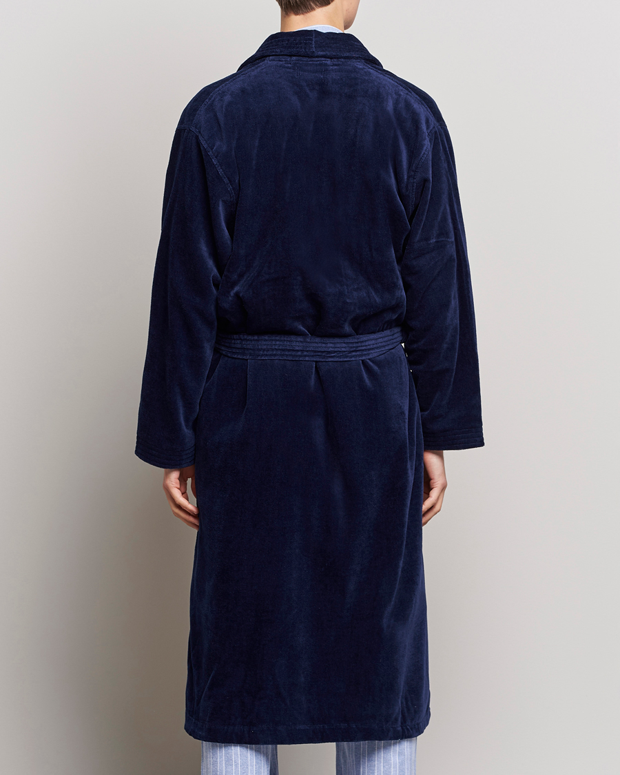 Herre | Pyjamaser og badekåper | Derek Rose | Cotton Velour Gown Navy