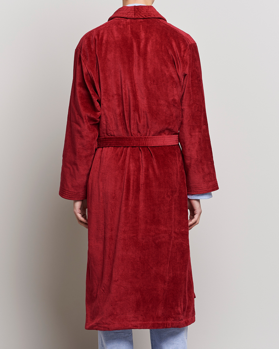 Herre | Pyjamaser og badekåper | Derek Rose | Cotton Velour Gown Wine Red