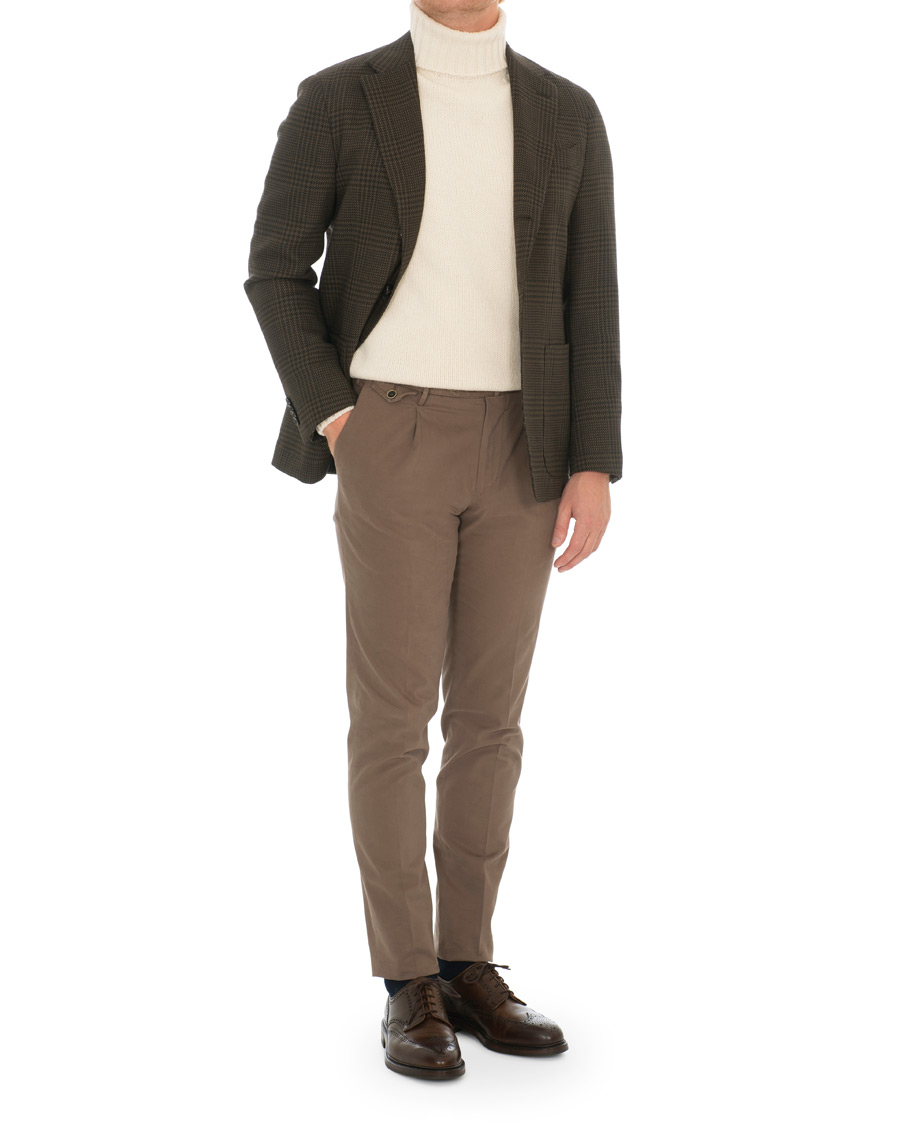 Herre | Bukser | PT01 | Gentleman Fit Pleated Cotton Trousers Brown