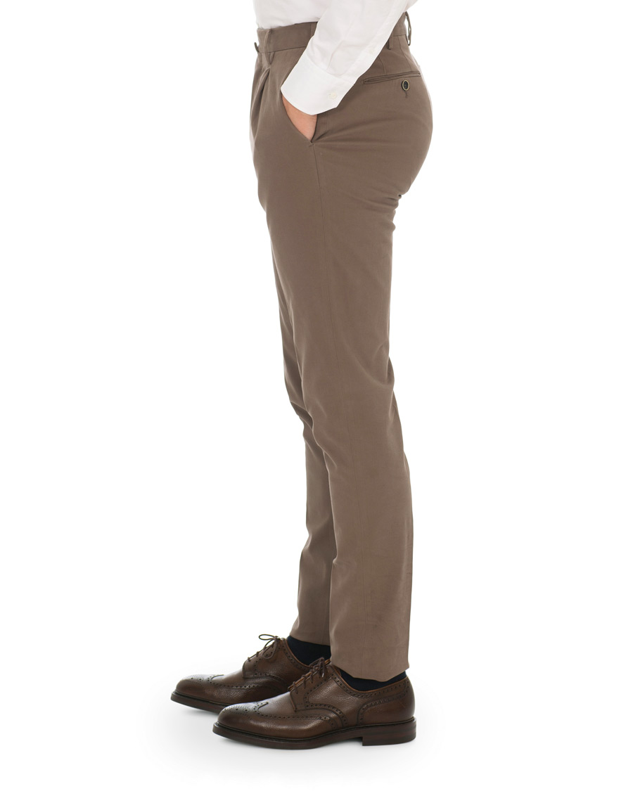 Herre | Bukser | PT01 | Gentleman Fit Pleated Cotton Trousers Brown