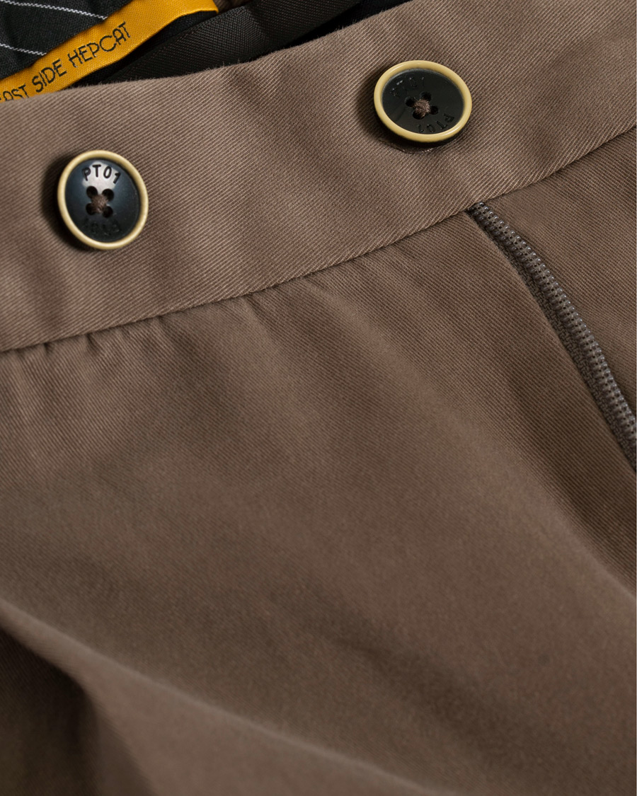 Herre | Bukser | PT01 | Gentleman Fit Pleated Cotton Trousers Brown