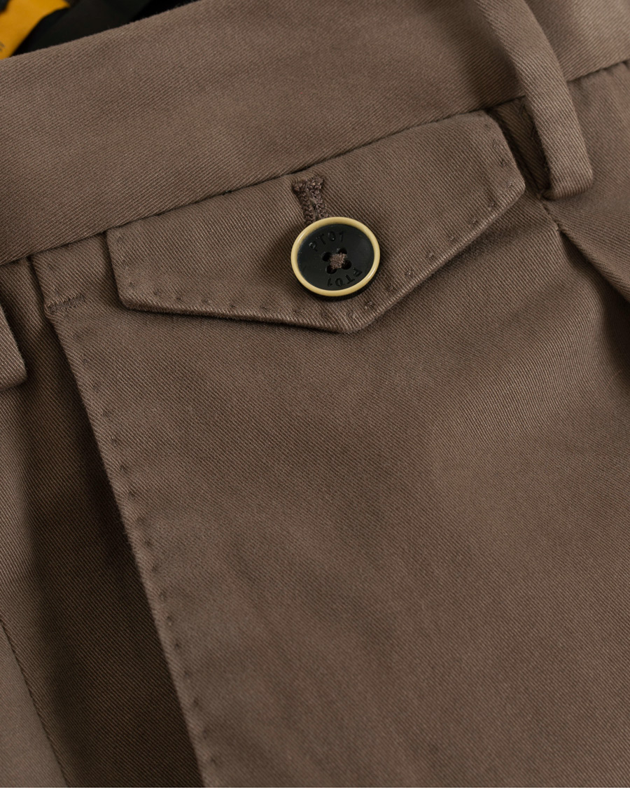 Herre | Bukser | PT01 | Gentleman Fit Pleated Cotton Trousers Brown