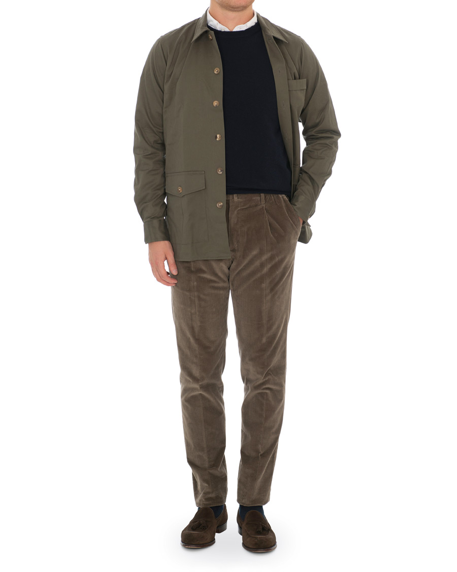 Herre | Bukser | PT01 | Gentleman Fit Pleated Corduroy Trousers Brown