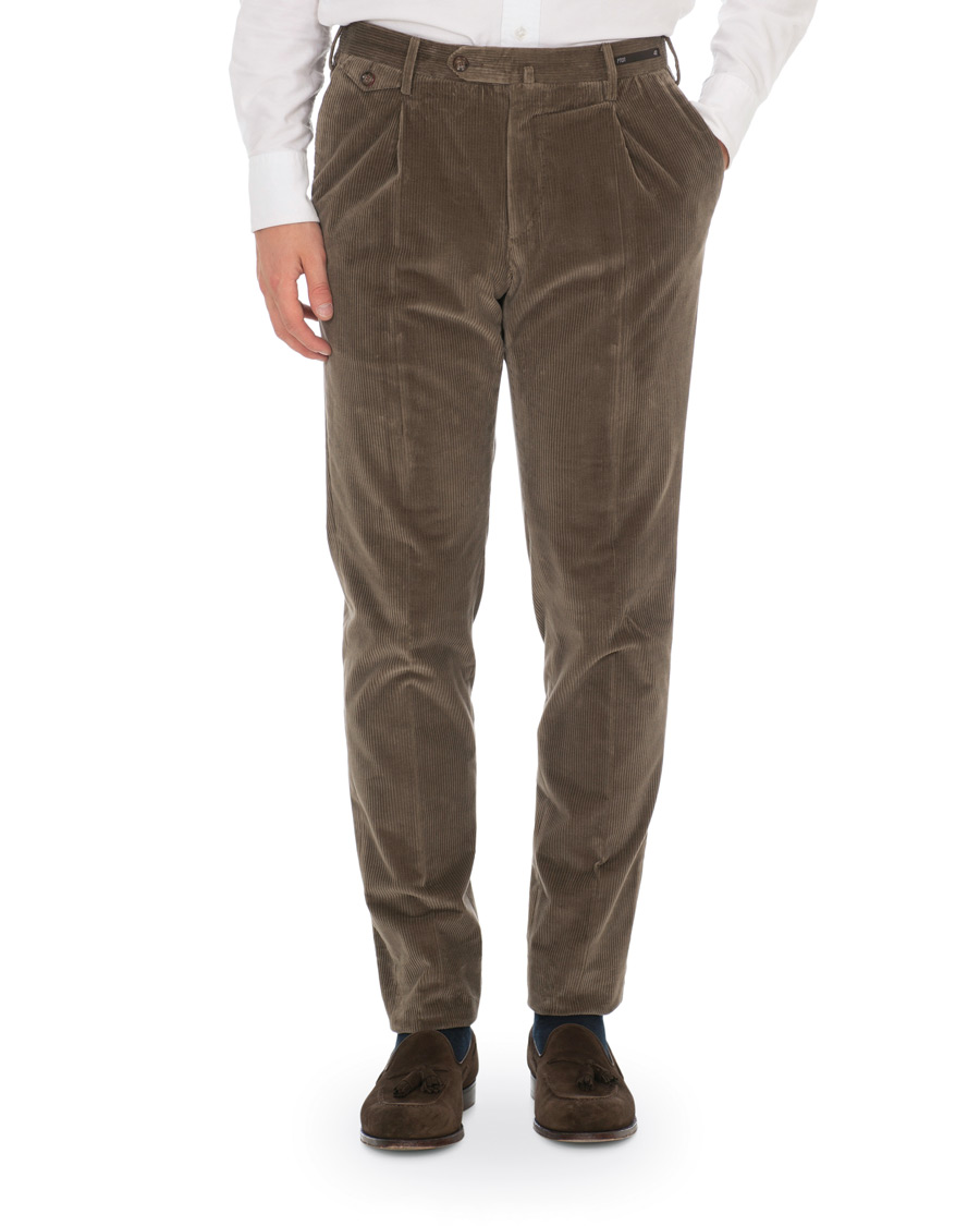 Herre | Bukser | PT01 | Gentleman Fit Pleated Corduroy Trousers Brown