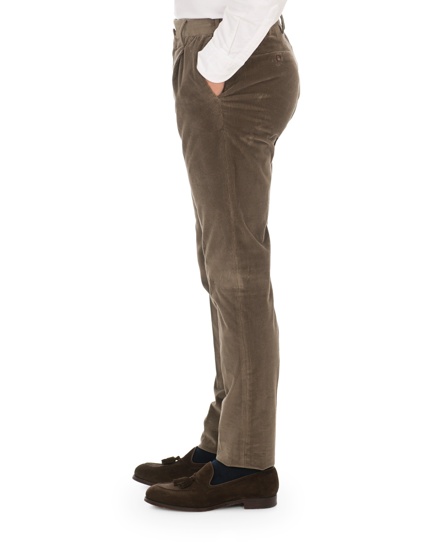 Herre | Bukser | PT01 | Gentleman Fit Pleated Corduroy Trousers Brown