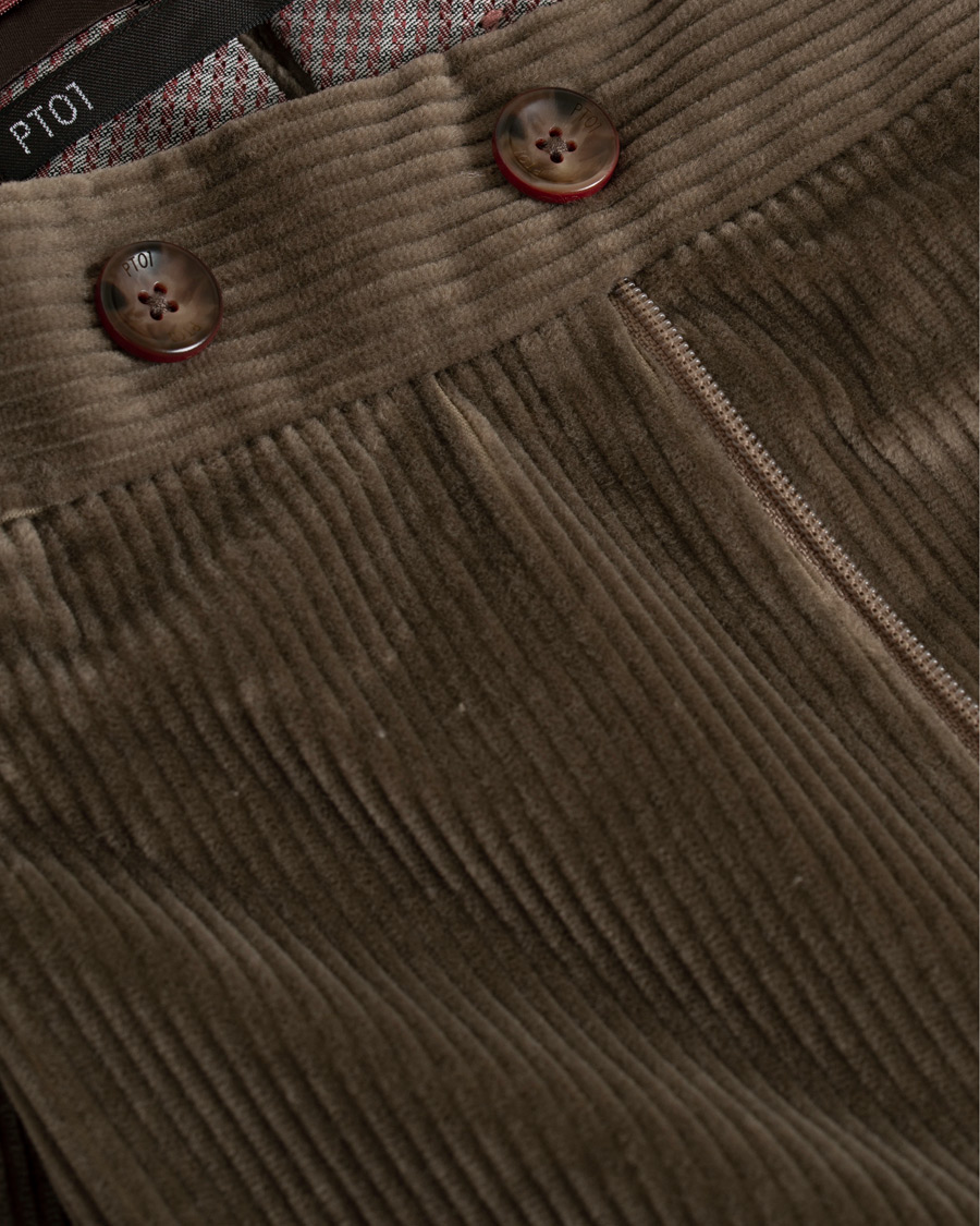 Herre | Bukser | PT01 | Gentleman Fit Pleated Corduroy Trousers Brown
