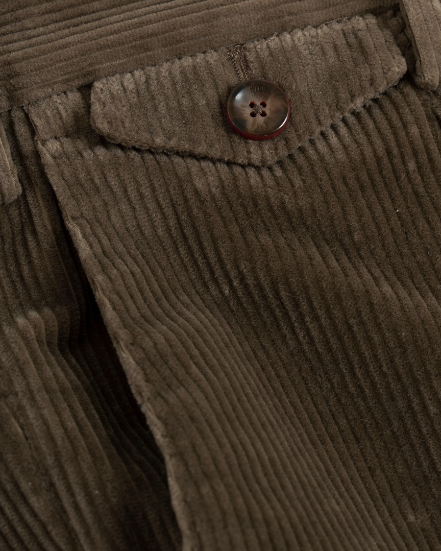 Herre | Bukser | PT01 | Gentleman Fit Pleated Corduroy Trousers Brown