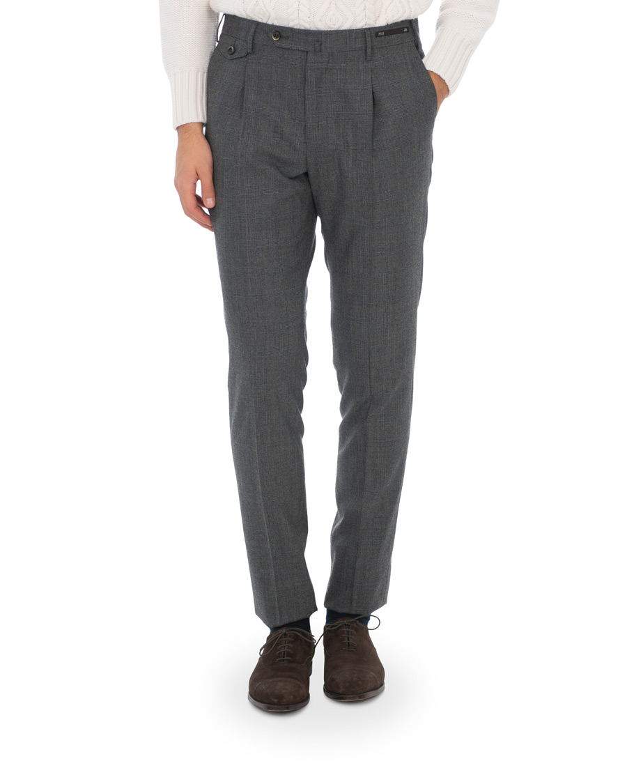 Herre | Bukser | PT01 | Gentleman Fit Pleated Wool/Cashmere Trousers Light Grey