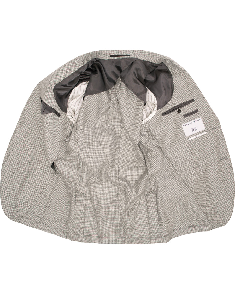 Herre | Dressjakker | Tiger of Sweden | Jamot Houndstooth Brushed Wool Suit Blazer Grey