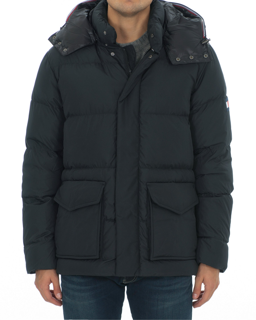 Herre | Jakker | Tommy Hilfiger | Hooded Bomber Down Jacket Jet Black