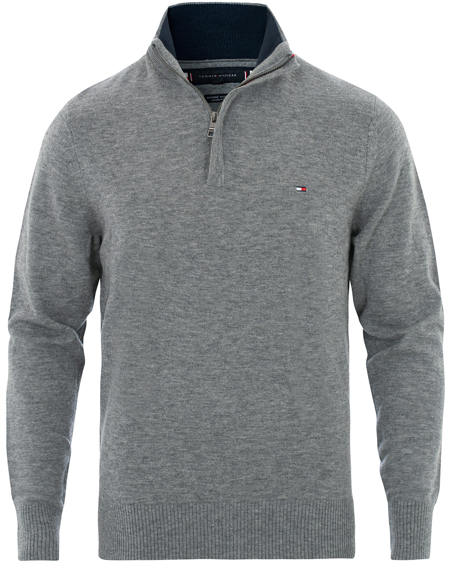 Herre | Gensere | Tommy Hilfiger | Lambswool Half Zip Silver Fog Heather