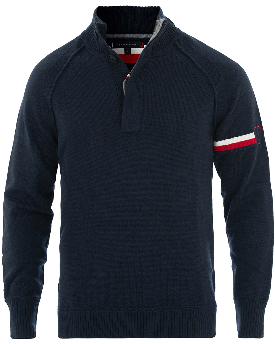 Herre | Gensere | Tommy Hilfiger | Monogram Button Mock Neck Sky Captain