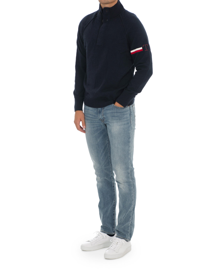 Herre | Gensere | Tommy Hilfiger | Monogram Button Mock Neck Sky Captain