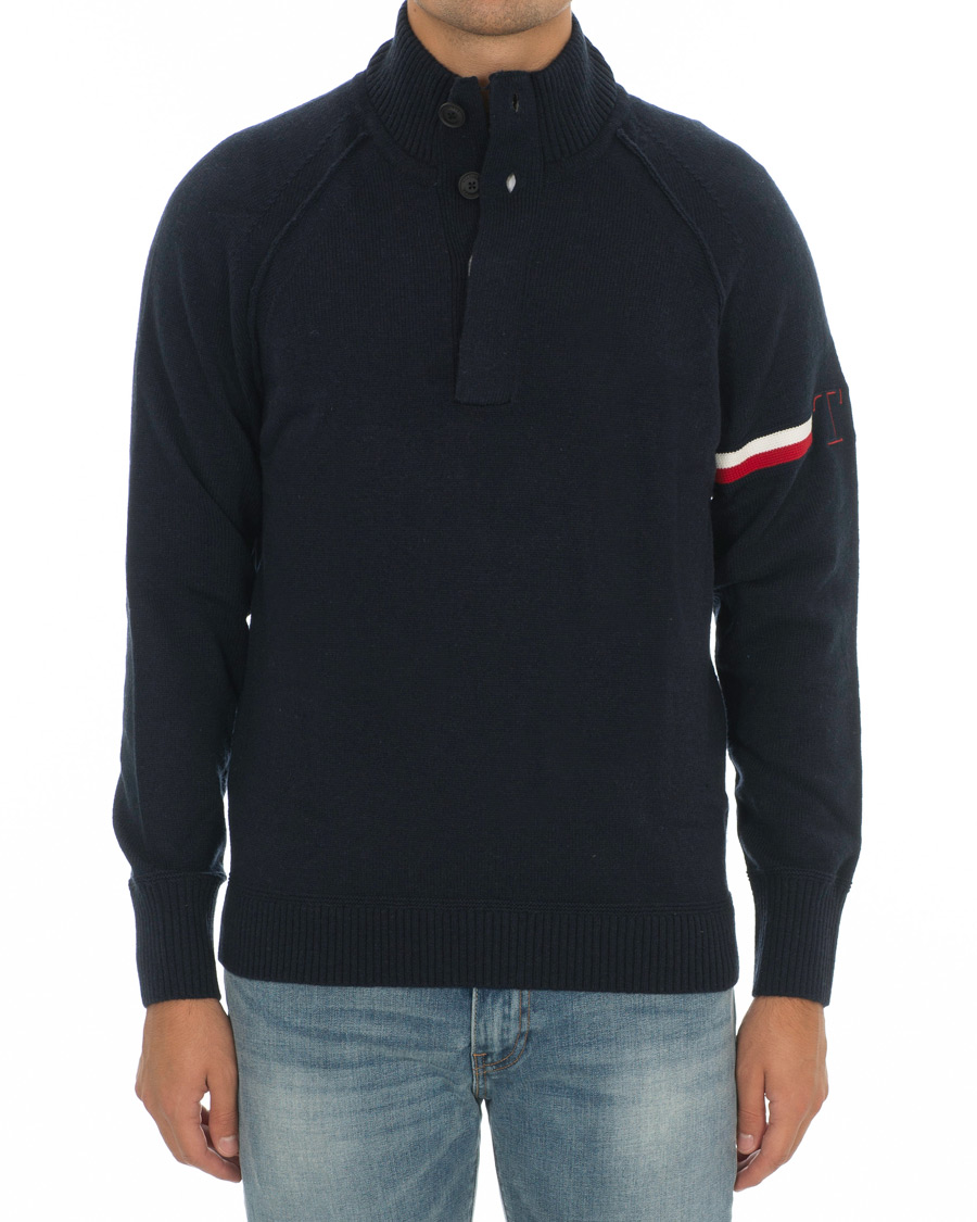 Herre | Gensere | Tommy Hilfiger | Monogram Button Mock Neck Sky Captain