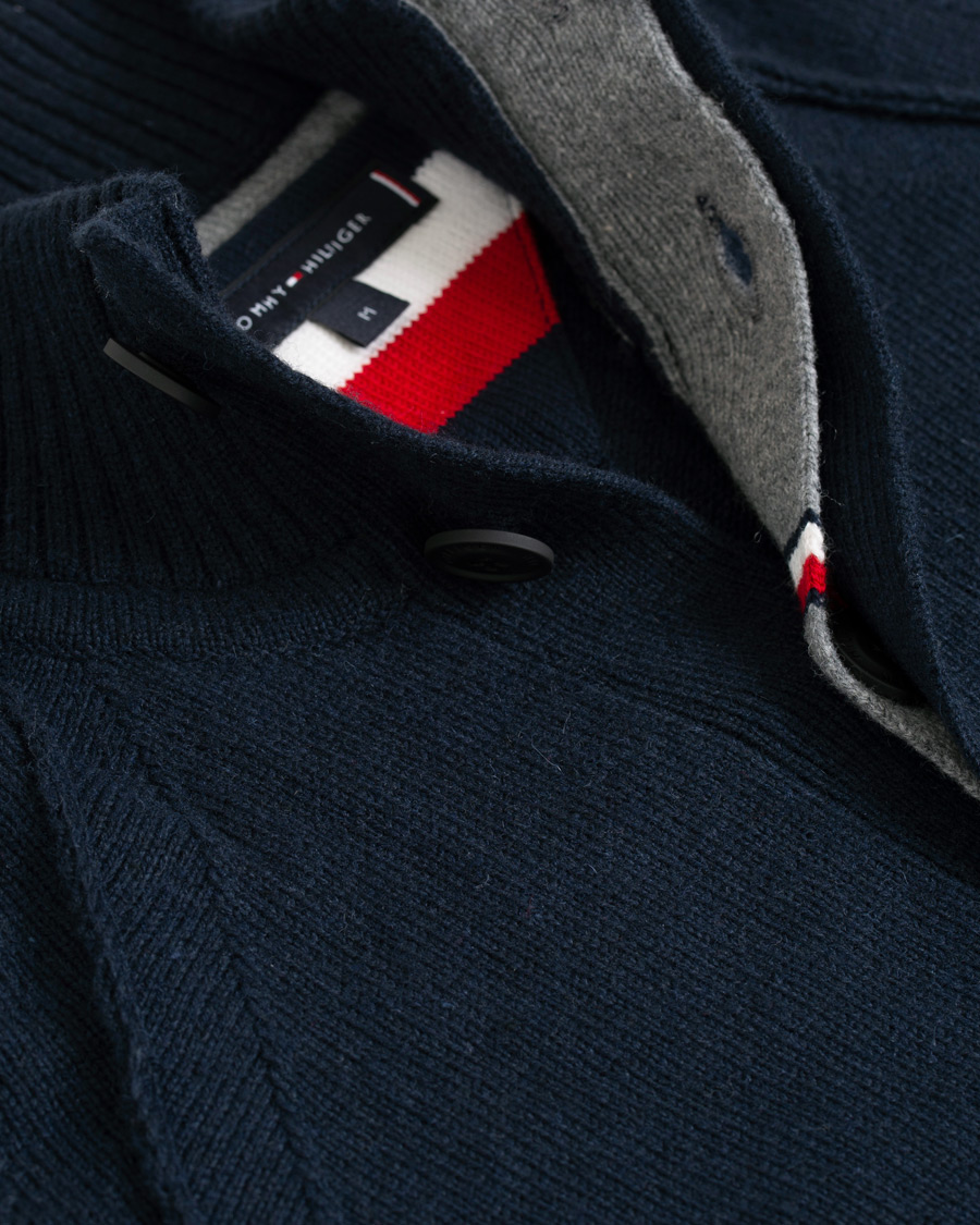 Herre | Gensere | Tommy Hilfiger | Monogram Button Mock Neck Sky Captain