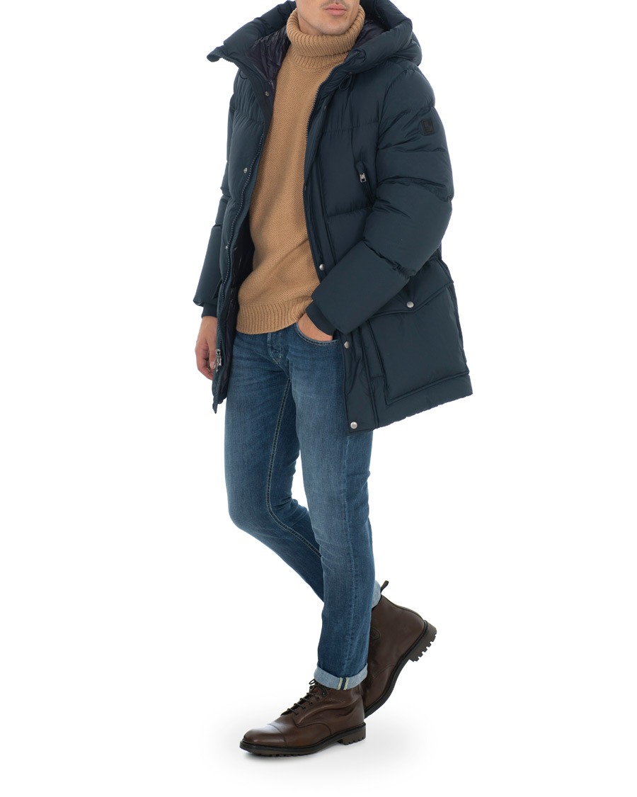 Herre | Jakker | Woolrich | Sierra Supreme Down Long Jacket Melton Blue