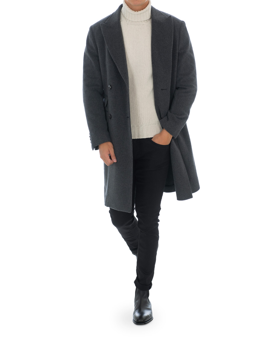 Herre | Jakker | Z Zegna | Double Breasted Unlined Beaver Wool Coat Grey Melange