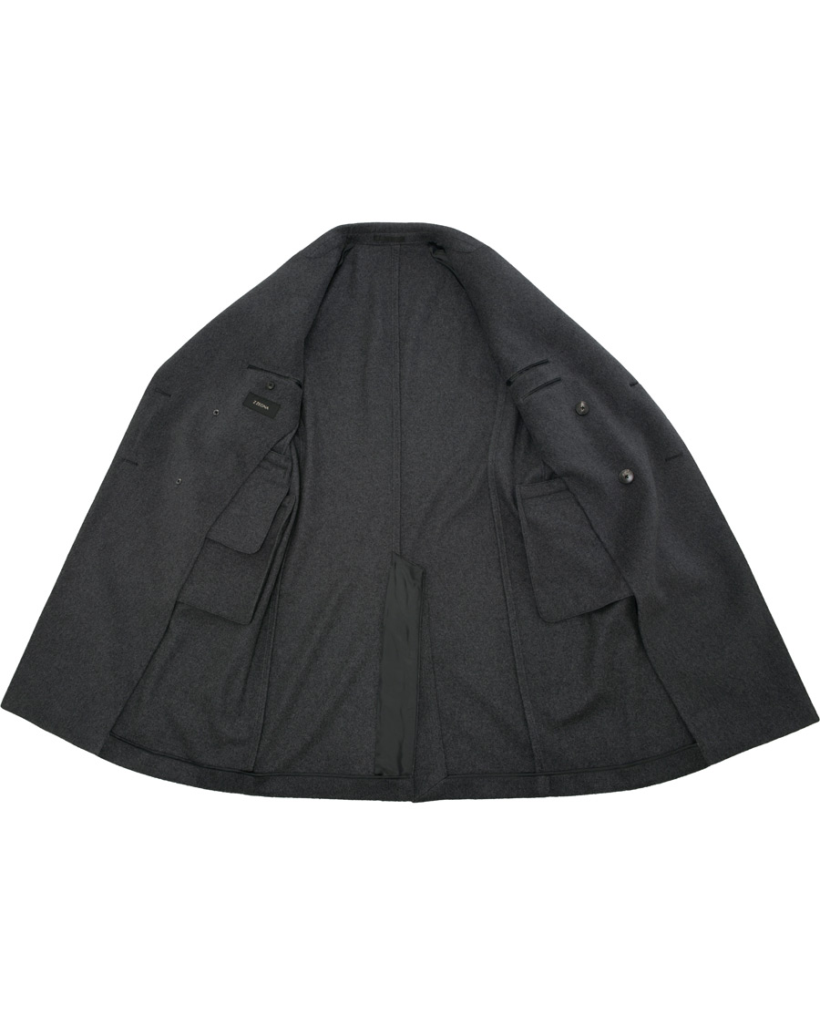 Herre | Jakker | Z Zegna | Double Breasted Unlined Beaver Wool Coat Grey Melange
