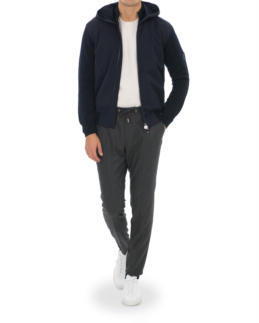 Herre | Bukser | Z Zegna | Slim Fit Drawstring Flannel Trousers Charcoal