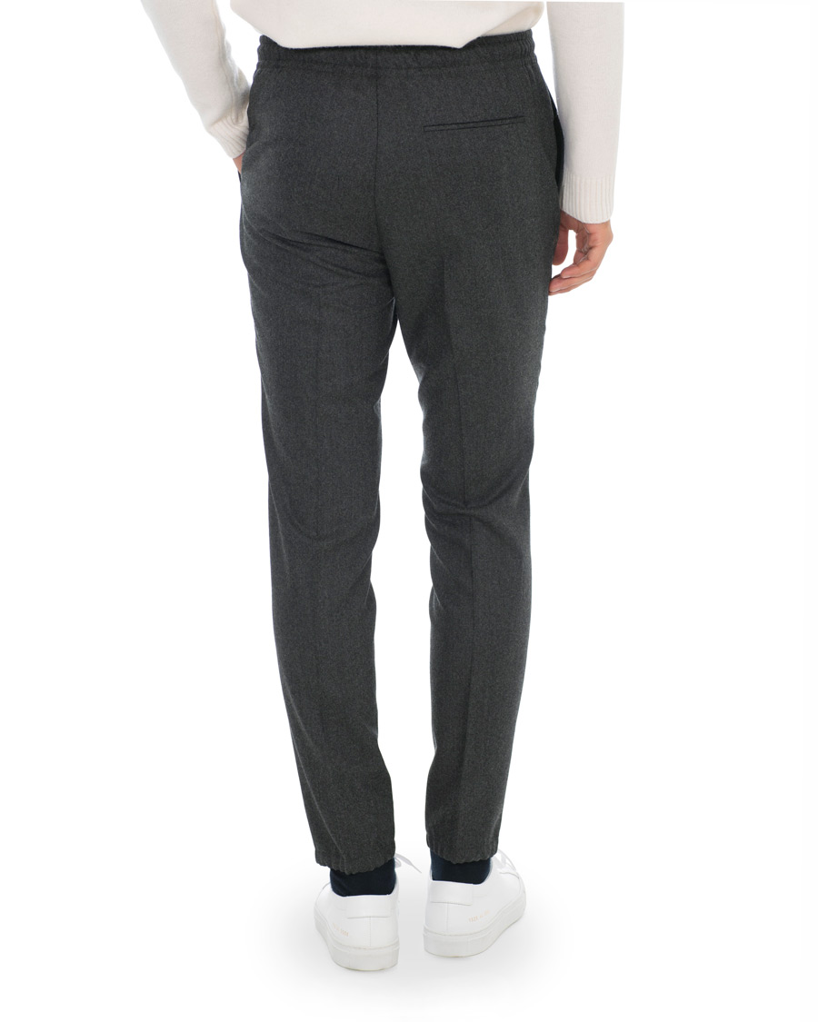 Herre | Bukser | Z Zegna | Slim Fit Drawstring Flannel Trousers Charcoal